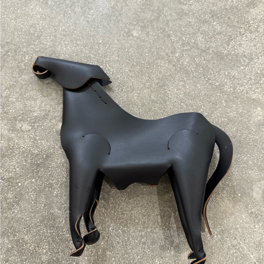 Black Leather Horse Figurine
